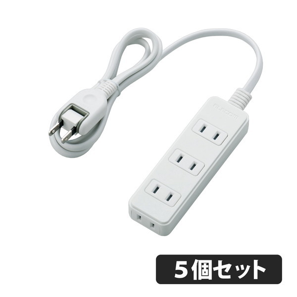 ELECOM T-S02-2410WH 【5個セット】 ホワイト [スイングプラグ