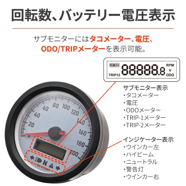 デイトナ D65357 VELONA60 SP200&RPM ホワイト [バイク スピード