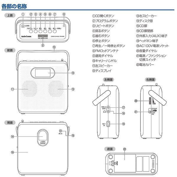 オーム電機 RCR-600Z-P [AudioComm ステレオCDラジオ AM/FMステレオ