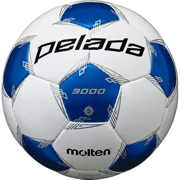 モルテン サッカーボール 5号球 ペレーダ3000 検定球 ホワイト×メタリックブルー F5L3000-WB