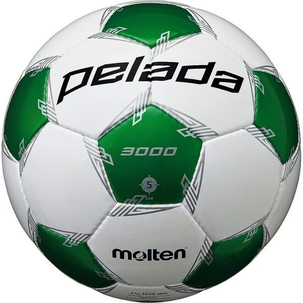 モルテン サッカーボール 5号球 ペレーダ3000 検定球 ホワイト×メタリックグリーン F5L3000-WG