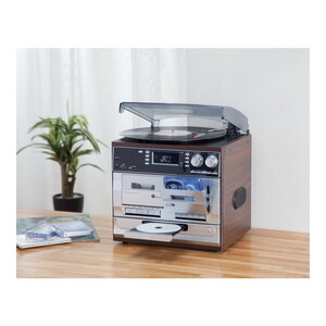 山善 MRP-M100CR-DB Qriom キュリオム [マルチレコードプレーヤー