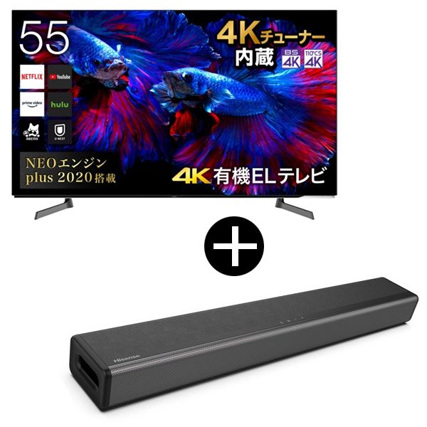 Hisense 55X8F + HS214 ワイヤレスサウンドバーセット [55V型 地上・BS・CSデジタル 4Kチューナー内蔵 有機ELテレビ]  | 激安の新品・型落ち・アウトレット 家電 通販 XPRICE - エクスプライス (旧 PREMOA - プレモア)