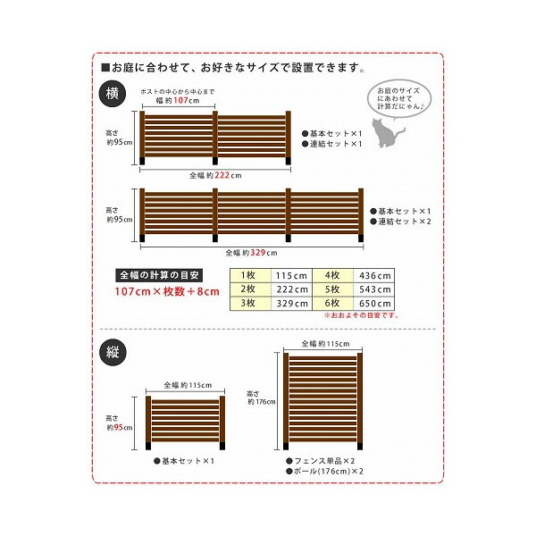 住まいスタイル ボーダーフェンス スプレッド 平地用連結セット ダーク