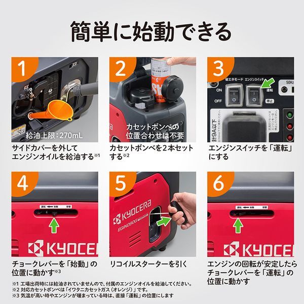 カセットボンベ】ポータブル発電機 RGi5 赤 ラビットガスエンジン発電