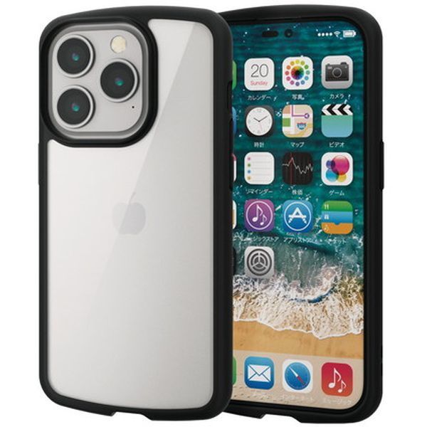 ELECOM PM-A22CTSLFCBK ubN [iPhone14 Pro P[X Jo[ nCubh ϏՌ Ռz y ^ wʃNA]