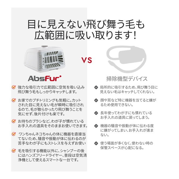 WOOINU AF-100 ホワイト&グレー AbsFur [3WAY 抜け毛キャッチャー