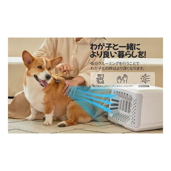 WOOINU AF-100 ホワイト&グレー AbsFur [3WAY 抜け毛キャッチャー