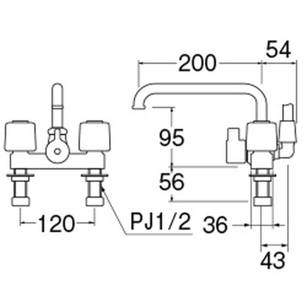 三栄水栓製作所 SK710-W-13 [ツーバルブデッキシャワー混合栓 共用形] 激安の新品・型落ち・アウトレット 家電 通販 XPRICE  エクスプライス (旧 PREMOA プレモア)