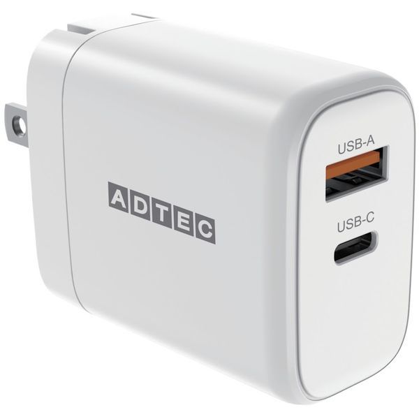 ADTEC APD-V065AC-WH Power DeliveryΉ GaN AC[d/65W/USB Type-A 1|[g Type-C 1|[g/zCg