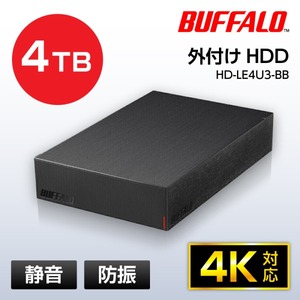 BUFFALO HD-LE4U3-BB ブラック [外付けハードディスク (パソコン&テレビ録画用/4TB/USB 3.2)]