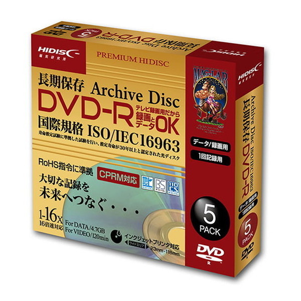 C HDDR12JCP5SCAR HIDISC DVD-R ^p 120 16{Ή 5 zCg Chv^u