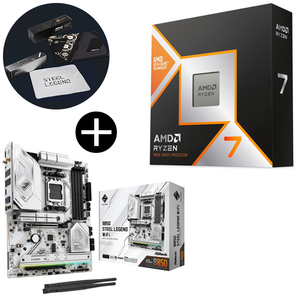 AMD Ryzen 7 9800X3D CPU + ASRock B850 Steel Legend WiFi ATX