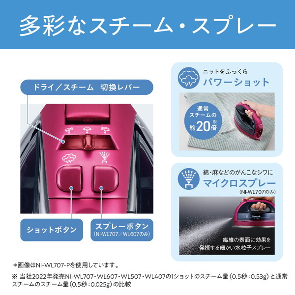 PANASONIC NI-WL407-H クリアグレー [コードレススチームアイロン