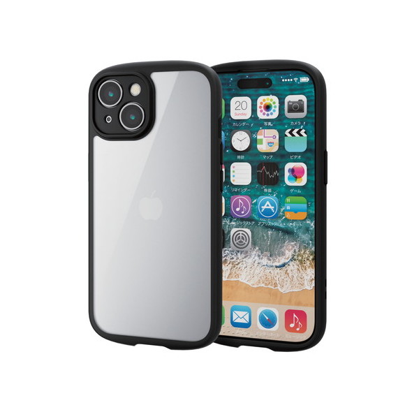 ELECOM PM-A23ATSLFCKBK ubN [iPhone15 P[X nCubh ϏՌ y ^ wʃNA TOUGH SLIM LITE Ɍی]