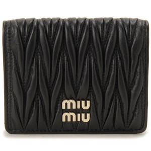 MIU MIU ミュウミュウ 二つ折り財布 レディース ブラック 5MV204 2FPP F0002 BIFOLD WALLET NERO 【並行輸入品】