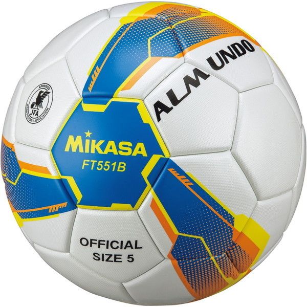 MIKASA FT551B-BLY ALMUNDO サッカーボール 検定球 5号球 貼り 一般・大学・高校生・中学生用 ブルー/イエロー