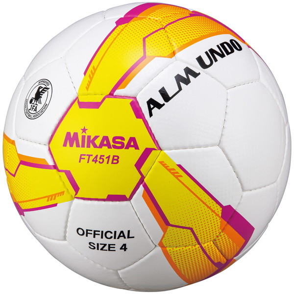 MIKASA FT451B-YP ALMUNDO サッカーボール 検定球 4号球 手縫い 小学生向け イエロー/ピンク