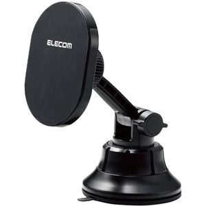 ELECOM P-CARS14BK MagSafe対応 スマホホルダー 車載アクセサリー マグネット着脱 ゲル吸盤タイプ iPhone ブラック