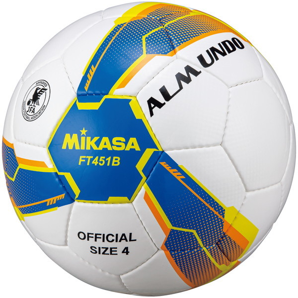 MIKASA FT451B-BLY サッカーボール 検定球 4号球(小学生向け) ALMUNDO 手縫い ブルー/イエロー