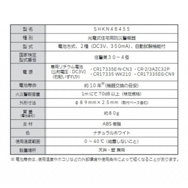 PANASONIC SHKN48455 ナチュラルホワイト けむり当番 [住宅用火災警報器 煙式 (光電式)] | 激安の新品・型落ち・アウトレット  家電 通販 XPRICE - エクスプライス (旧 PREMOA - プレモア)