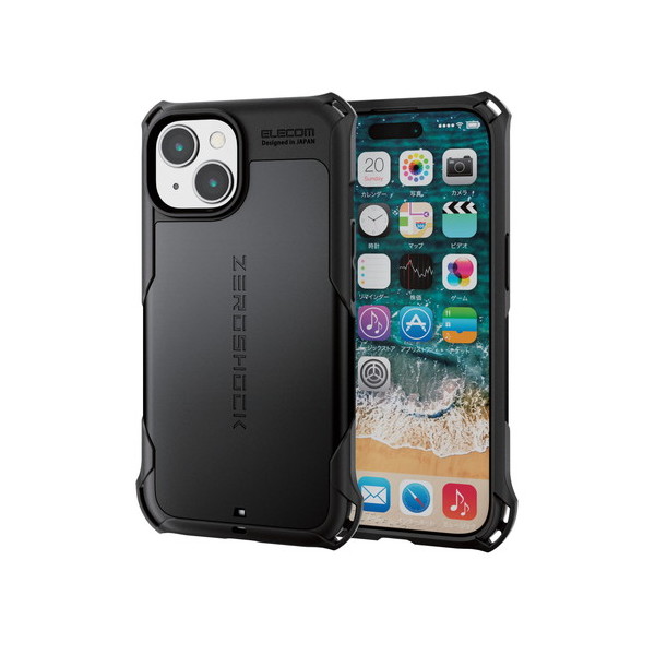 ELECOM PM-A23AZEROBK ubN [iPhone15 P[X nCubh Ռz JYی݌v tBt ZEROSHOCK]
