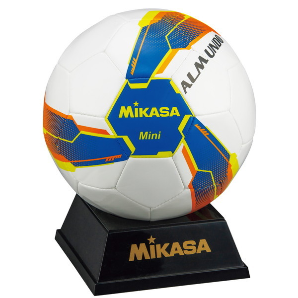 MIKASA AC-MCFT1.5B-BLY-50 記念品用マスコットサッカーボールALMUNDOモデル 架台付 ホワイト/青黄