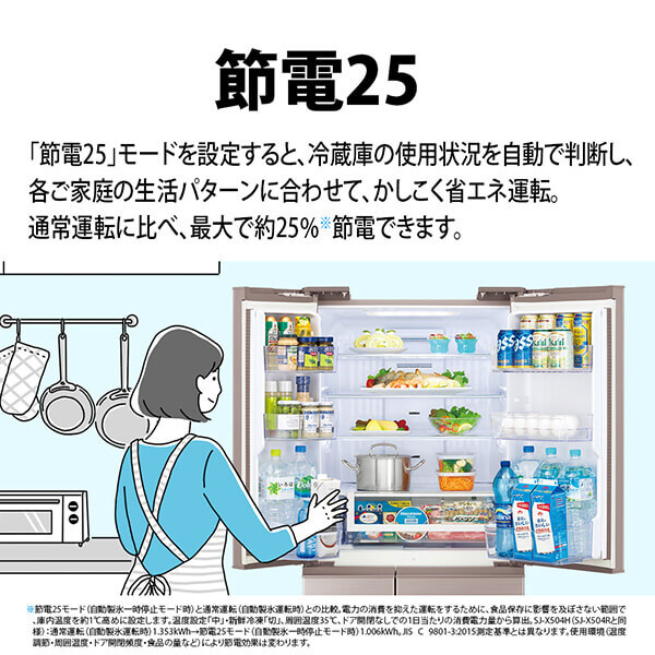 SHARP SJ-X504R-N シャンパン [冷蔵庫 (502L・フレンチドア/観音開き