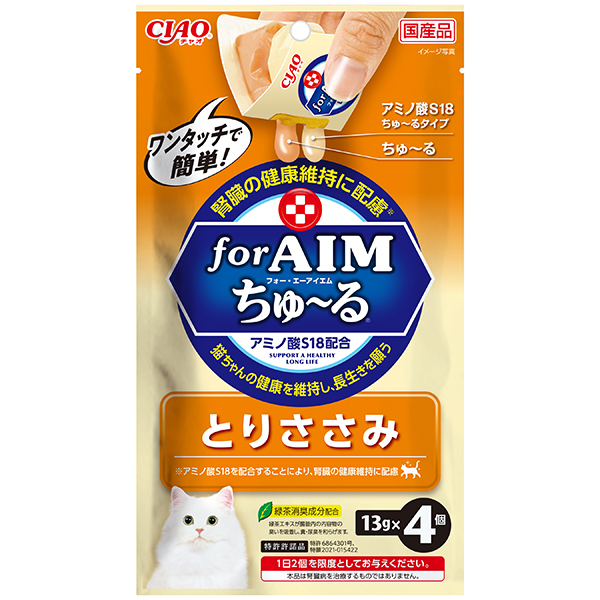 いなばペットフード CIAO forAIMワンタッチちゅ～る とりささみ 13g×4