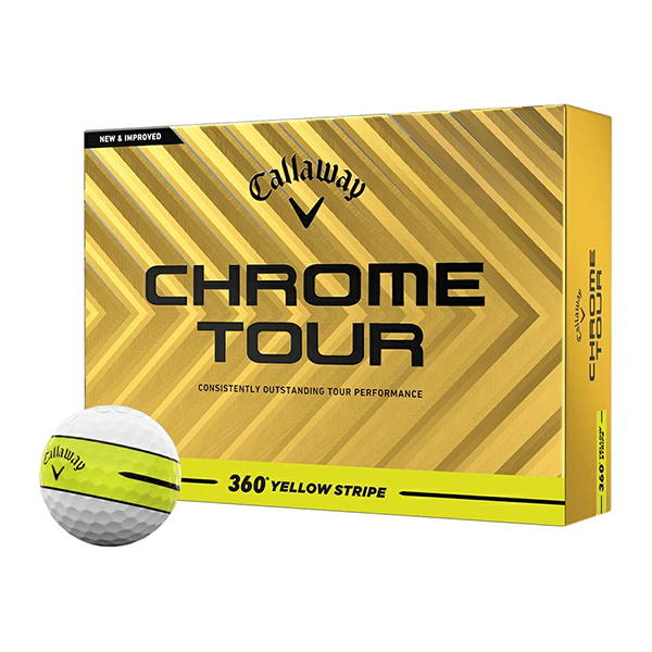 【日本正規品】 キャロウェイ CHROME TOUR 360 ゴルフボール 2025年モデル イエローストライプ 1ダース(12個入り)
