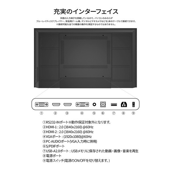 NEC デジタルサイネージ LCD-E558 大画面液晶4Kディスプレイ 55型