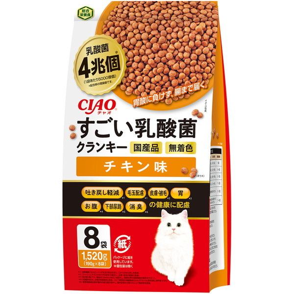 いなばペットフード CIAO すごい乳酸菌クランキー 190g×8袋 チキン味