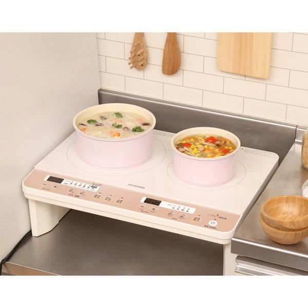 アイリスオーヤマ IHK-W12S-WPG ピンクゴールド [据え置き2口IHコンロ  