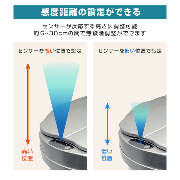 MAXZEN マクスゼン JG047MT01-SV シルバー [自動開閉ゴミ箱 (人感
