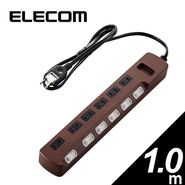 ELECOM T-BR04-2610BR ブラウン [個別スイッチ付 雷ガードタップ