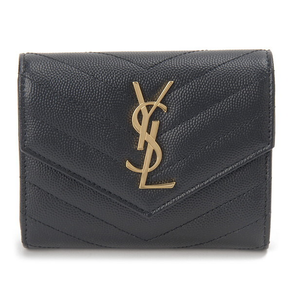 SAINT LAURENT ブラック 三つ折り財布　がま口 SAINT LAURENT サンローラン レディース 三つ折り財布 668274