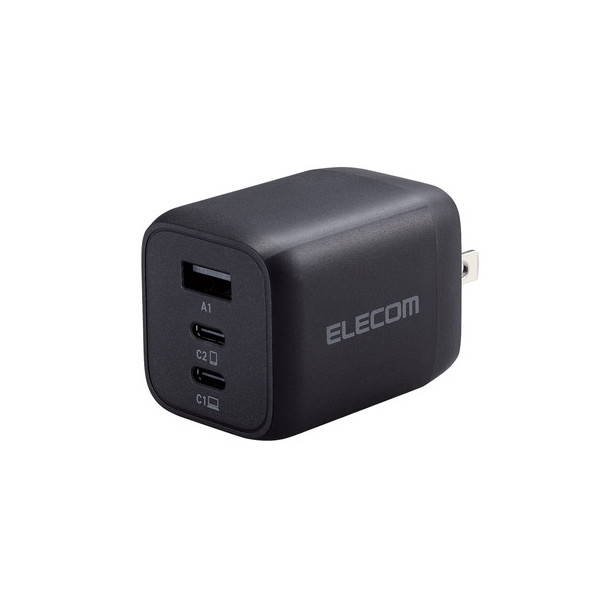 ELECOM ACDC-PD4465BK m[gp\R [d PD65W PPSΉ Type-C×2 USB A×1 ܂肽݃vO ^ y ubN