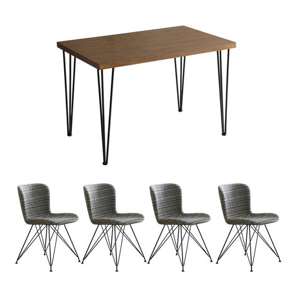 �z�[���e�C�X�g SH-22-FFD5 �t�@�u���b�N�_�C�j���O�`�F�A4�r 110cm���e�[�u�� 5�_�Z�b�g WA/�u���[