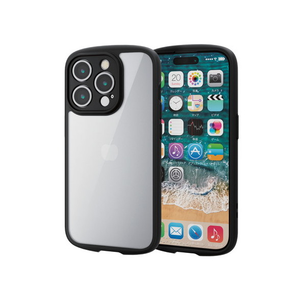 ELECOM PM-A23CTSLFCKBK ubN [iPhone15 Pro P[X nCubh ϏՌ y ^ wʃNA TOUGH SLIM LITE Ɍی]