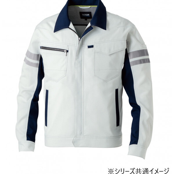 そんそん確認ページ 桑和 964 長袖ブルゾン(反射材付き) 4Lサイズ シルバーグレー(22) SOWA