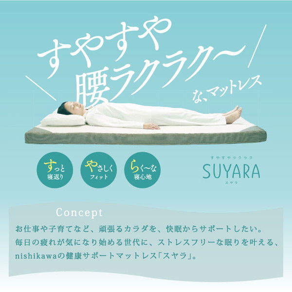 西川 SUYARA スヤラ 三つ折りマットレス プロファイル加工 凹凸 点で