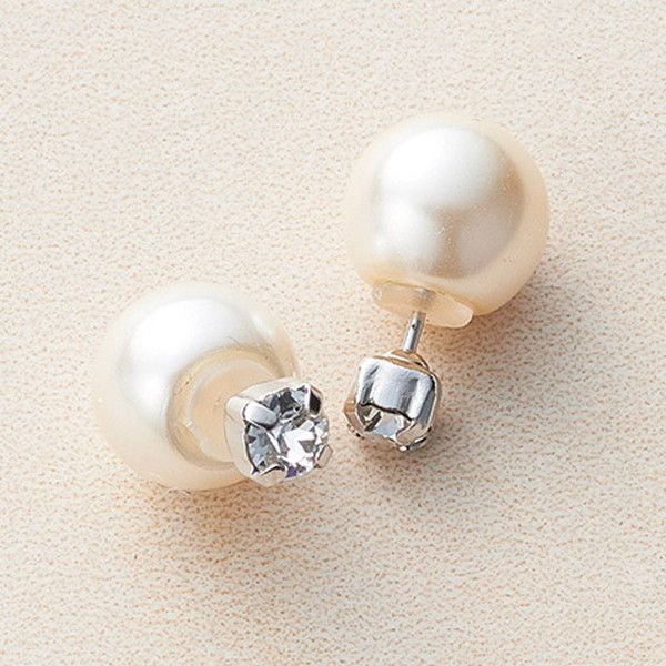 ミチコ ロンドン コシノ パール&クリスタルガラス両面デザインピアス A