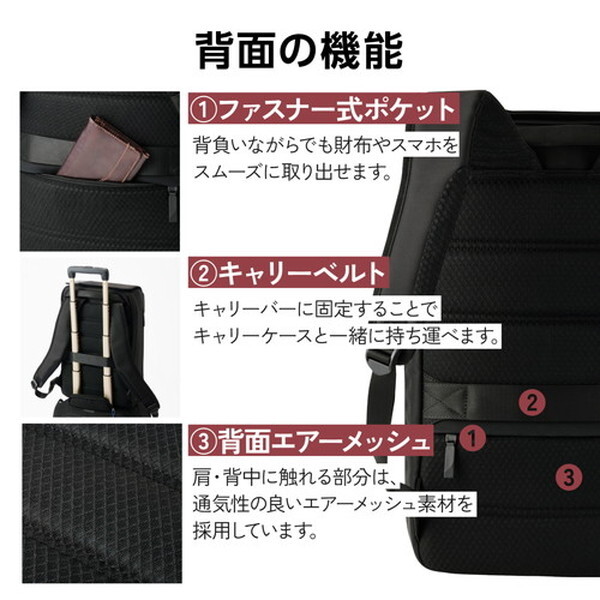 ELECOM BM-BPSC01BK ブラック [リュック 防犯 バックパック 20L TSA 
