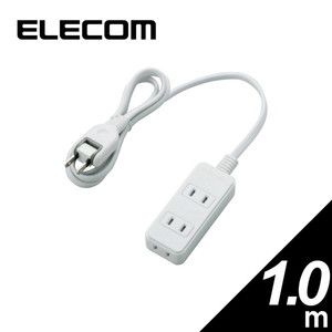 ELECOM T-ST02-22310WH ホワイト [スイングプラグ電源タップ 3個口 ほこり防止シャッター付き 1.0m]