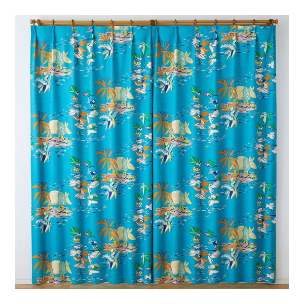 �X�~�m�G V1373 100x200 DESIGN LIFE �Ռ��J�[�e�� �A���N�A���}�W�� 100×200cm �u���[ V1373 1����