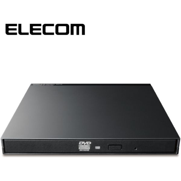 ELECOM LDR-PMK8U2LBK [DVDマルチ ドライブ 外付け mini-B USB2.0 書き込み / データバックアップ  CyberLink Power2Go 8 ソフト付属 バスバワー駆動 USB ケーブル付き Type-A 60cm 超薄型 軽量 パソコン Win /  Mac