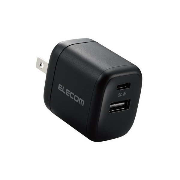 ELECOM MPA-ACCP30BK ubN USB Type-C [d PD Ή őo30W ^CvC ×1 ^CvA ×1 GaN ^ y ACA_v^[