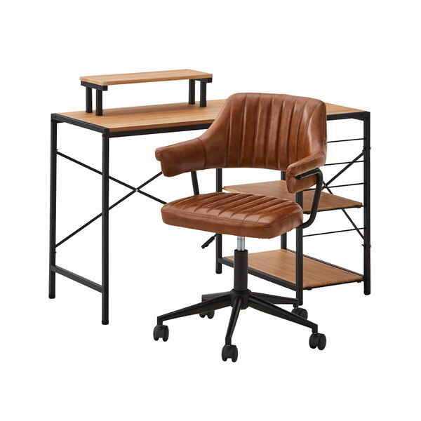 ホームテイスト ヴィンテージ風 ガス圧昇降 デスクチェアセット 【GABBY×Lubbock】SH-22-GVSET--SH-BR SH/ブラウン