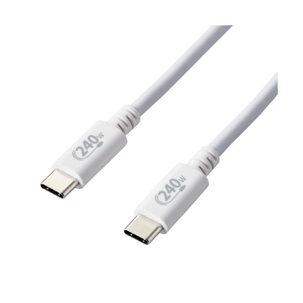 ELECOM U2C-CCPE10NWH USB Type-cP[u 2.0 PD EPRΉ 240W (USB-C to USB-C) 1m zCg