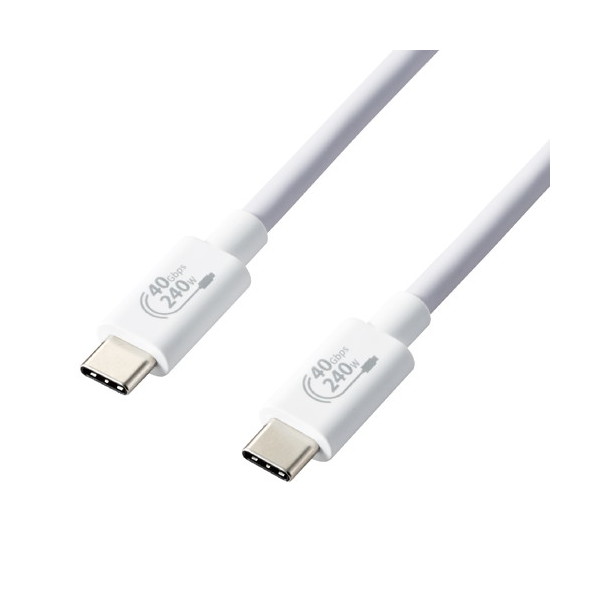 ELECOM USB4-CCPE10NWH USB Type-cP[u 4.0 PD EPRΉ 240W (USB-C to USB-C) 1m zCg